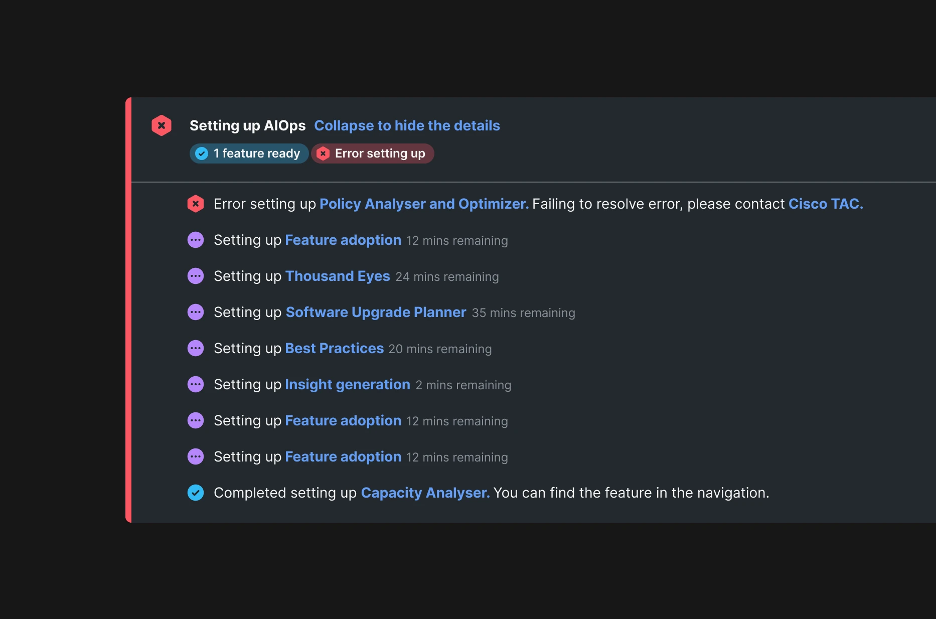 Observable onboarding workflow with dependency states, retries, and provisioning progress